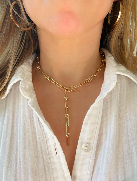 14K Solid Yellow Gold Ulink Paperclip Necklace