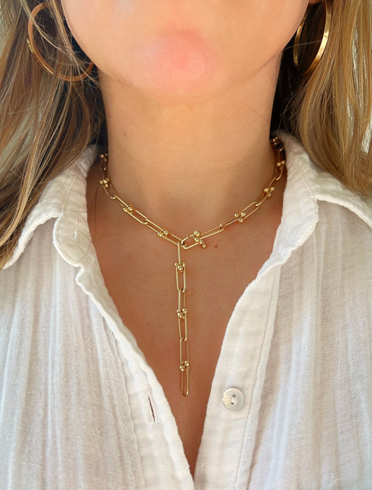 14K Solid Yellow Gold Ulink Paperclip Necklace