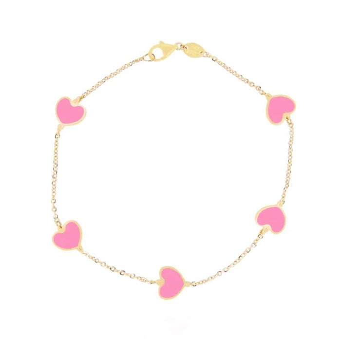 Station Heart Bracelet 14 Yellow Gold