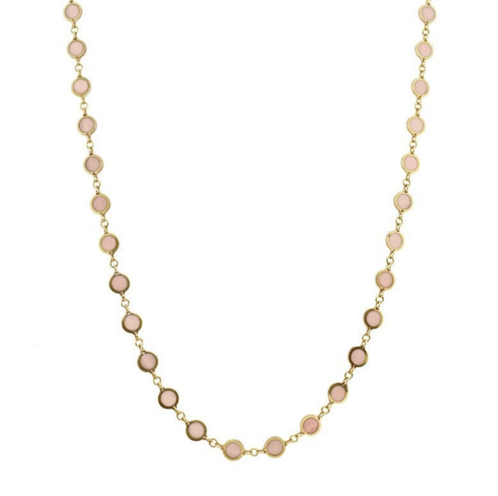 14K Yellow Gold Inlay Multi Disc Necklace