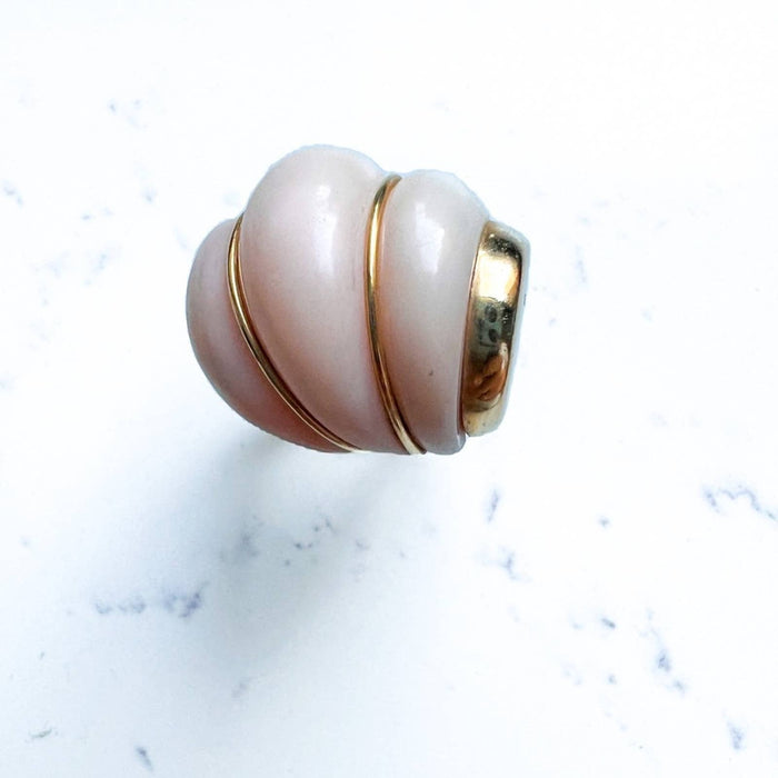 1960 Vintage Pink Coral Ring in 14kt Yellow Gold