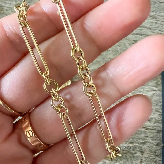 14K Yellow Gold Alternating Links Necklace