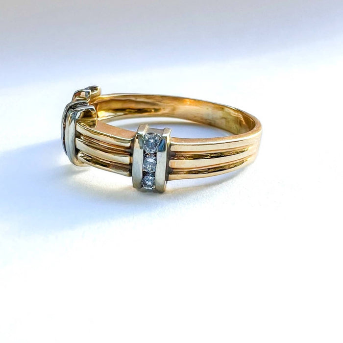 Vintage 14K Two Tone Diamond Band Ring