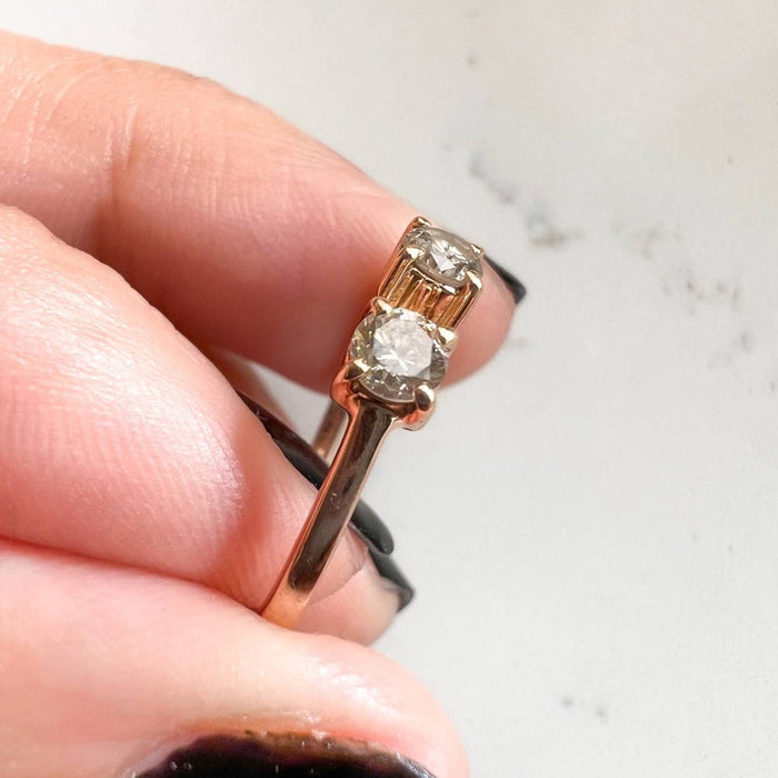 Open Ring 14K Rose Gold Round Champagne Diamond