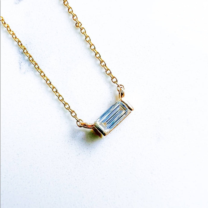 Baguette Diamond Necklace 14K Yellow Gold