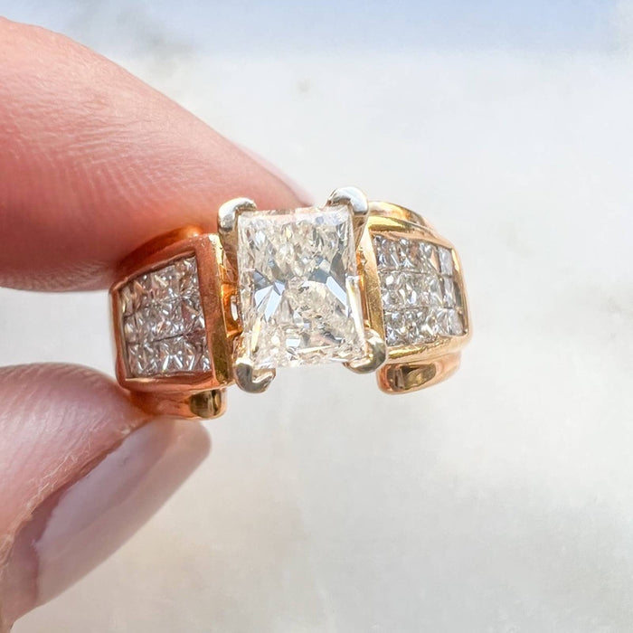 Vintage Radiant Diamond Vintage Ring 14K Yellow Gold