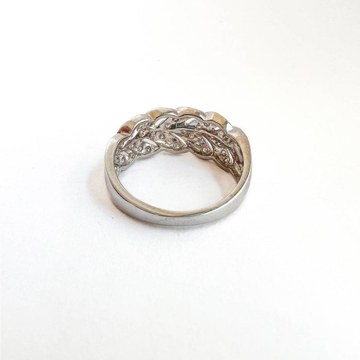 14K White Gold Braid Diamond Ring