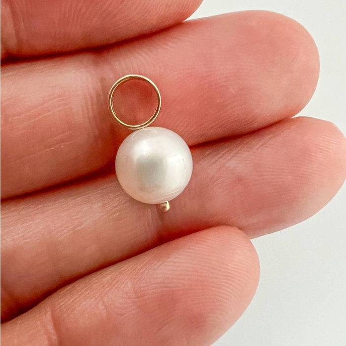 Pearl with Bezel Set Diamond Charm 14K Gold