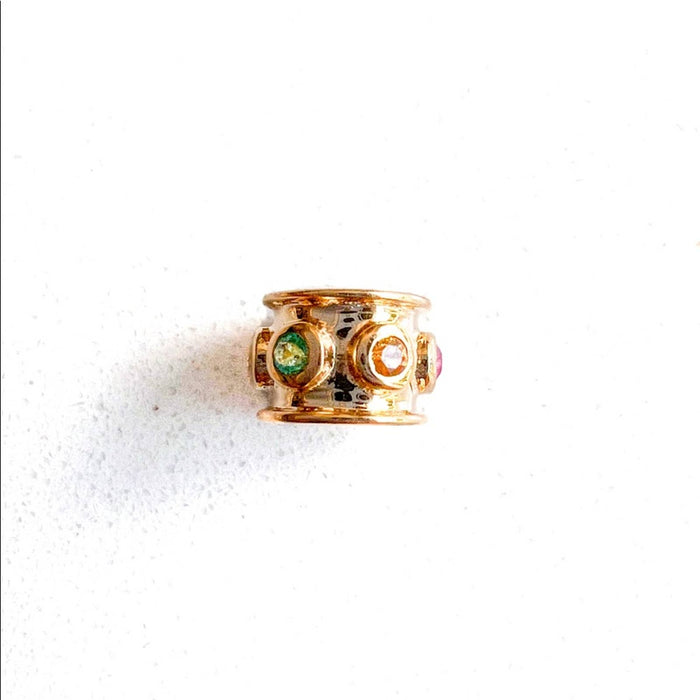 14k Gold Multi Gemstones Spacer Bead Charm