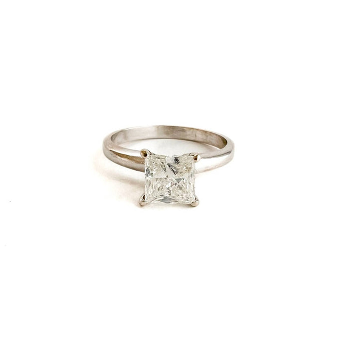 Princess-Cut Diamond Solitaire Engagement Ring in 14K White Gold