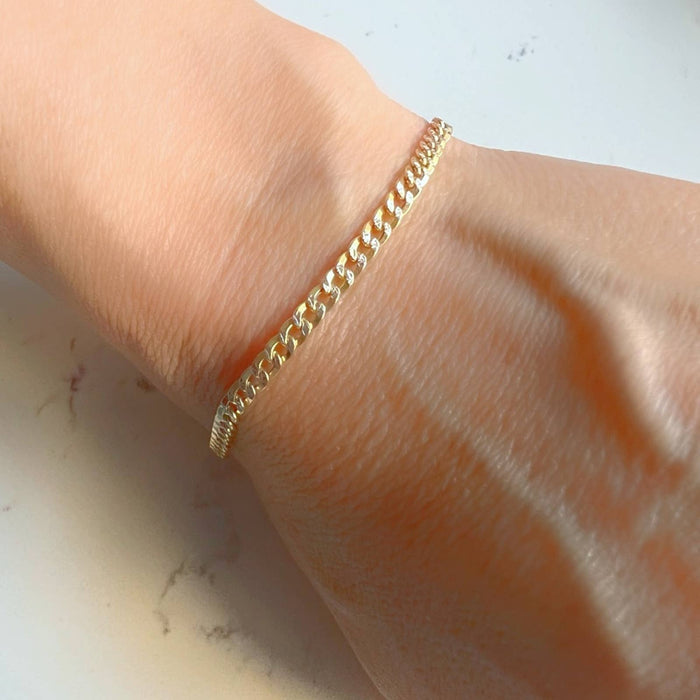 Diamond Cut Curb Link Bracelet in 14K Gold