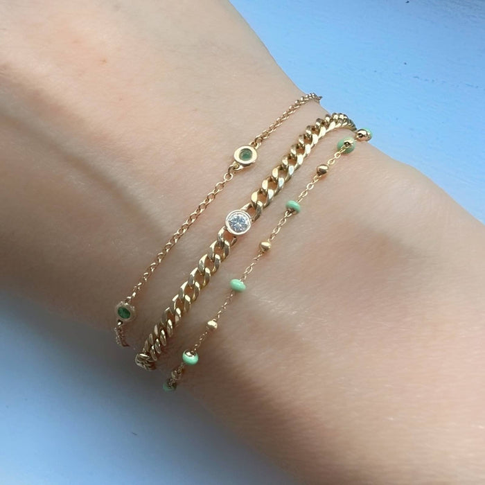 14K Yellow Gold Emerald Station Bracelet