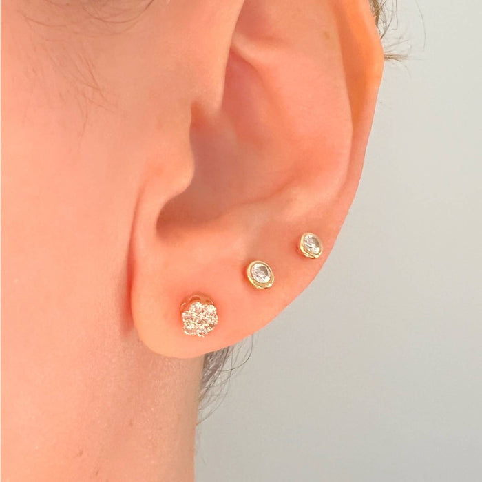 	14k gold diamond cluster earrings