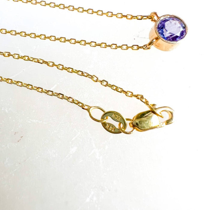 Tanzanite Solitaire Necklace 14k Yellow Gold