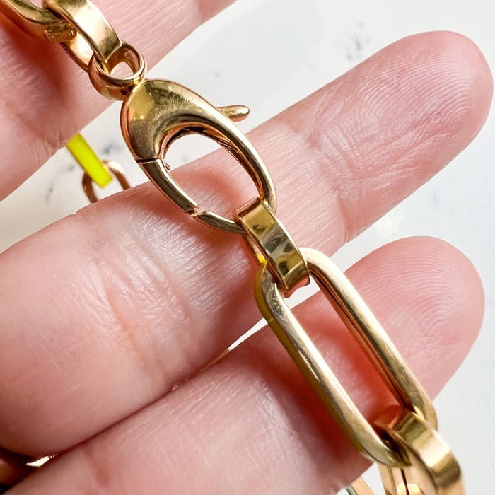 Chain Link Enamel Paperclip Bracelet In 14K Yellow Gold