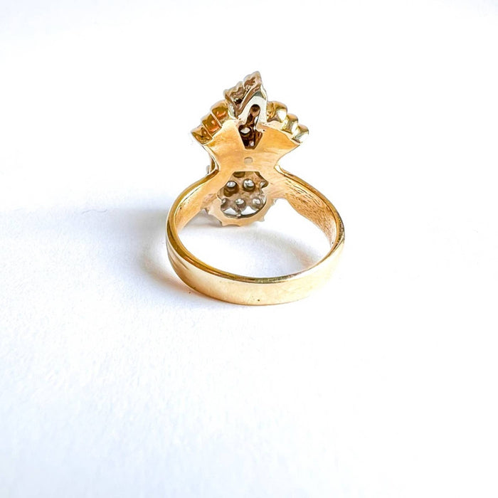 Vintage Waterfall Diamond Ring 14K Yellow Gold