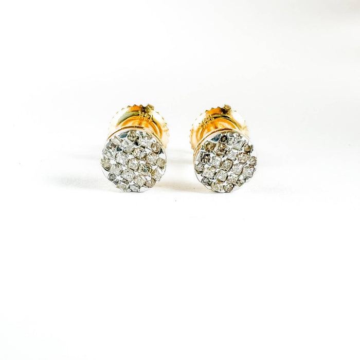 14K Yellow Gold Diamond Screw Back Stud Earrings