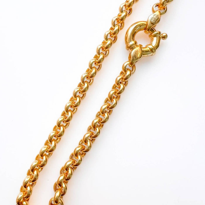 14K Solid Gold Solid Rolo Link Chain Necklace