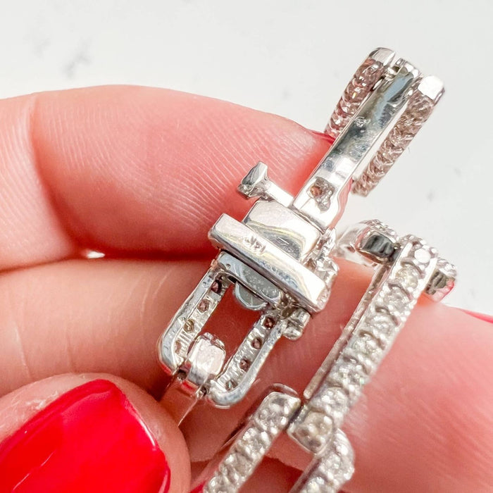 14K White Gold Diamond Paperclip-Link Bracelet