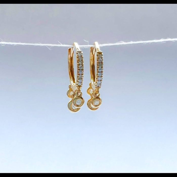 14K Yellow Gold Diamond Bezel Hoop Earrings