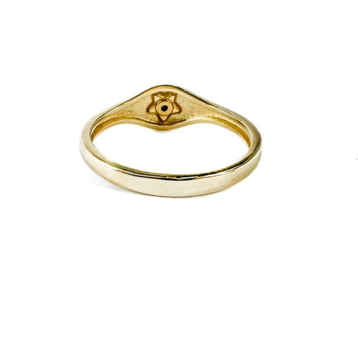 14K Yellow Gold Turquoise Star Dainty Signet Ring