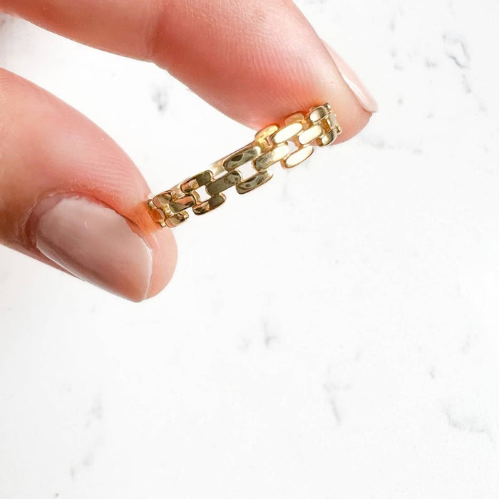 14K Solid Gold Chain Link Ring