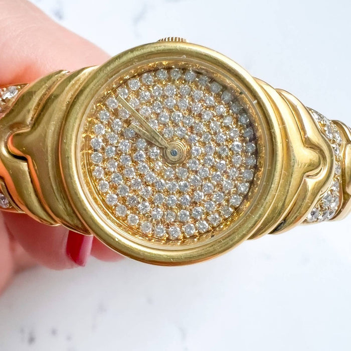 Solid 18K Yellow Gold Custom Made Diamond Watch