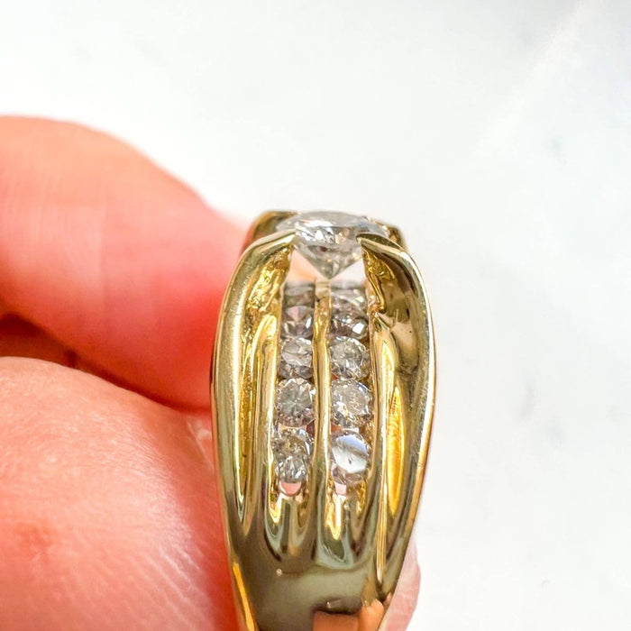 14k Yellow Gold Diamond Vintage Engagement Ring