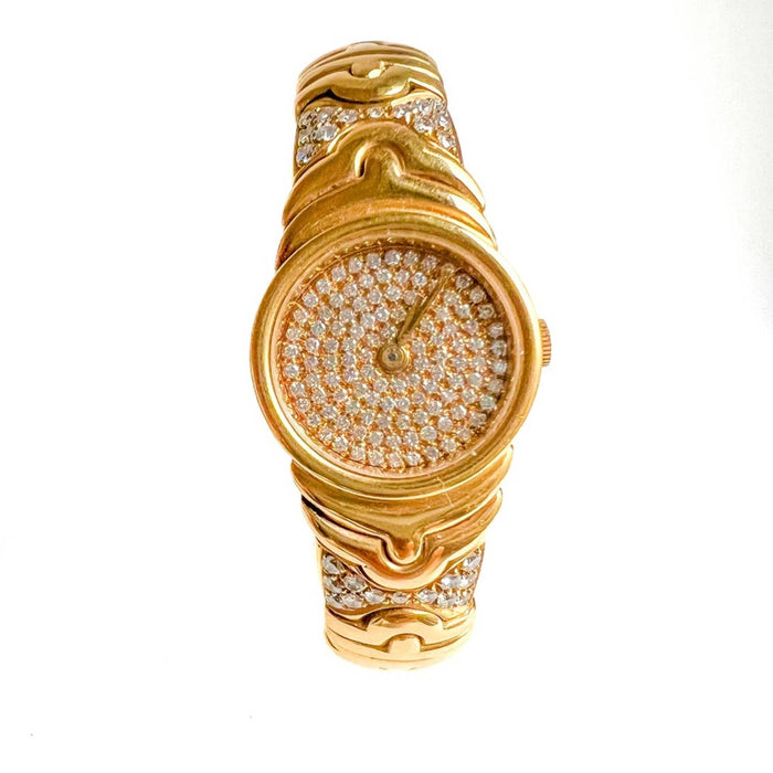 Solid 18K Yellow Gold Custom Made Diamond Watch