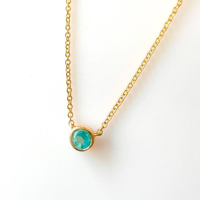 Neon Blue Color Tourmaline Necklace in14K Yellow Gold