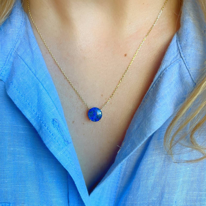 14K Yellow Gold Lapis Lazuli Necklace