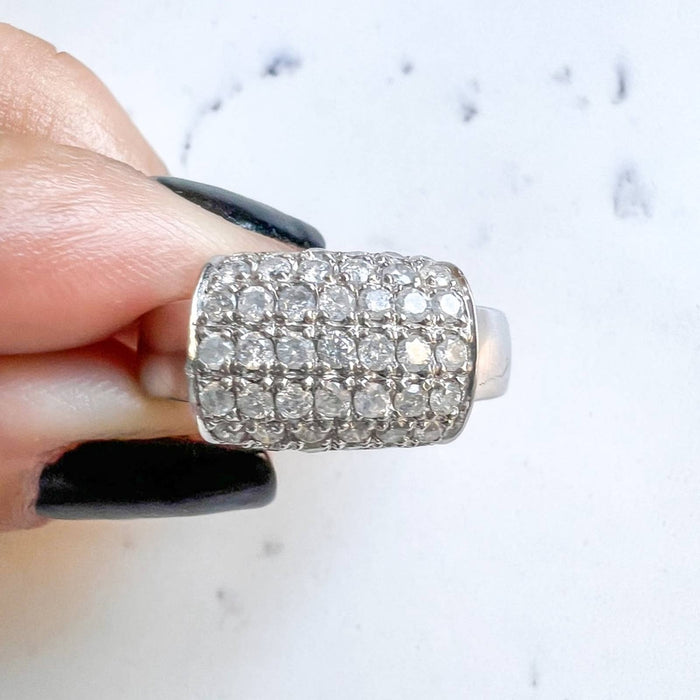 Diamond Dome Puffed Band 14K White Gold