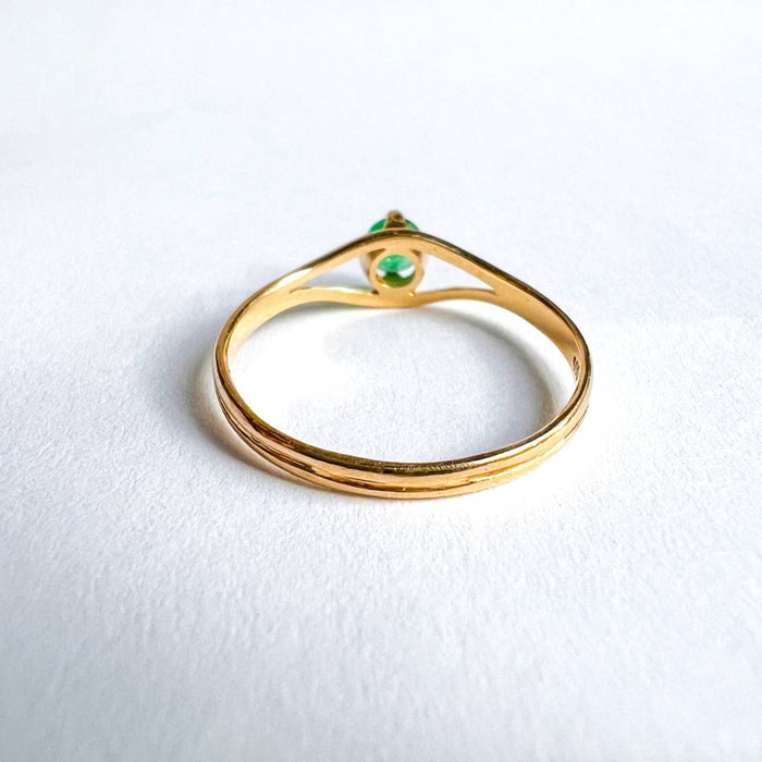 14K Yellow Gold Emerald Solitaire Ring