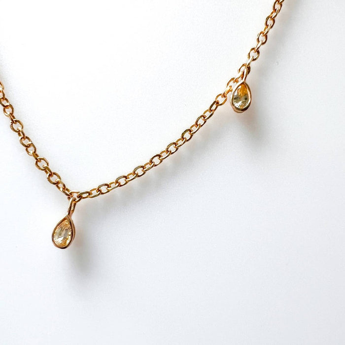 Yellow Sapphire Drop Necklace in 14K Yellow Gold