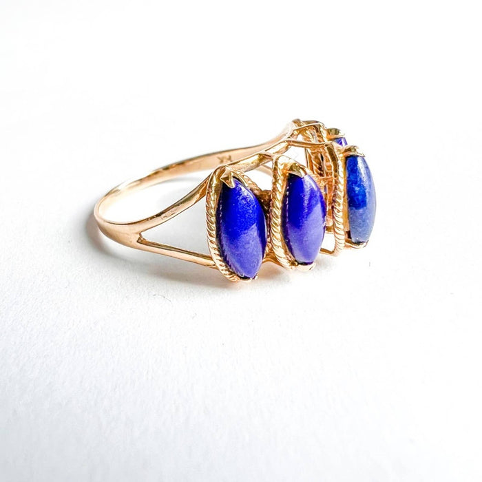 Vintage Lapis Lazuli Marquise Ring 14k Yellow Gold