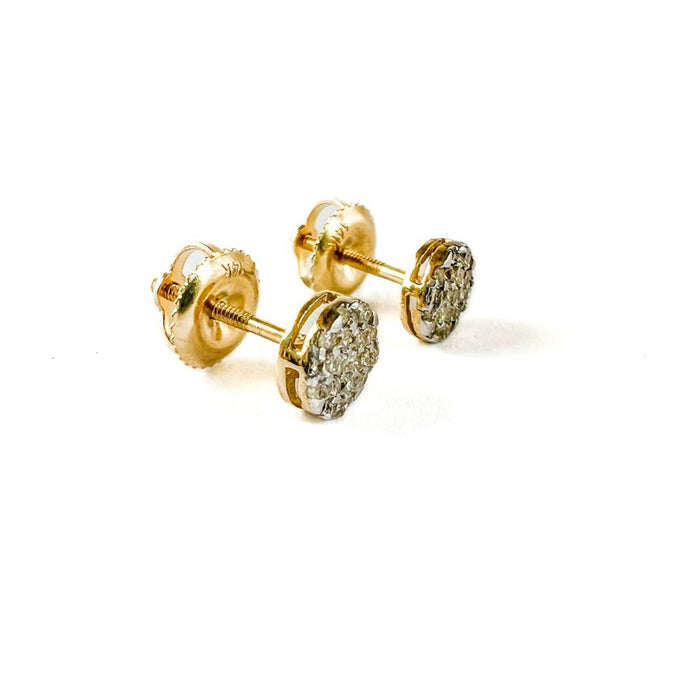 14K Yellow Gold Diamond Screw Back Stud Earrings