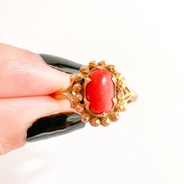 22K Yellow Gold Coral Vintage Ring