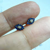 Blue Sapphire and Diamond Evil Eye Stud Earrings 14K Yellow Gold