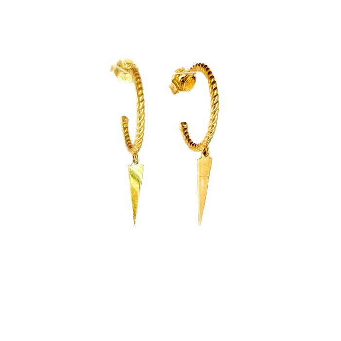 14k Yellow Gold Spike Hoop Earrings