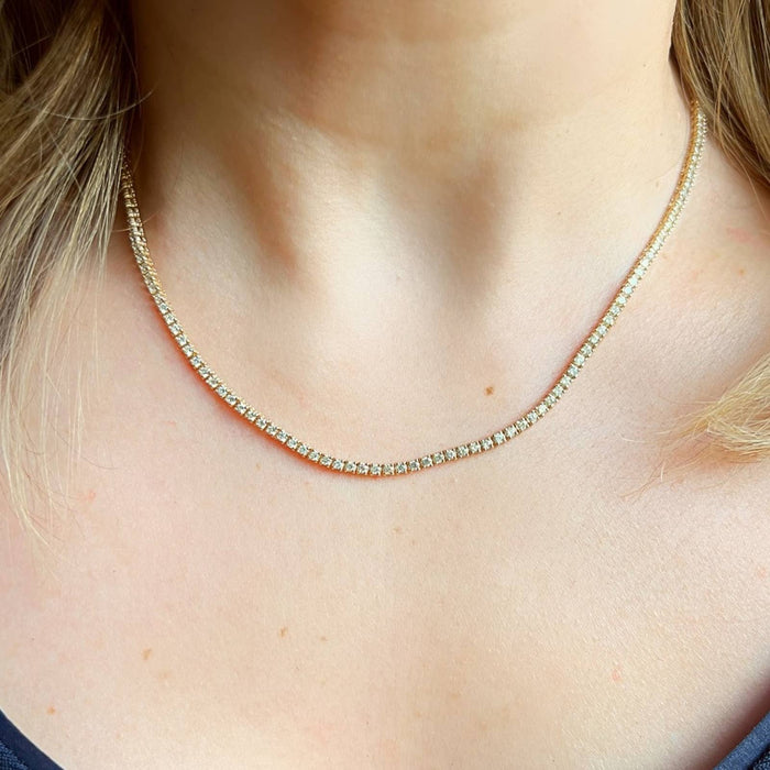 14K YELLOW GOLD DIAMOND TENNIS NECKLACE