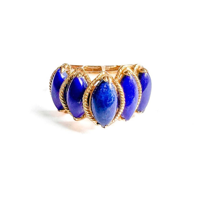 Vintage Lapis Lazuli Marquise Ring 14k Yellow Gold