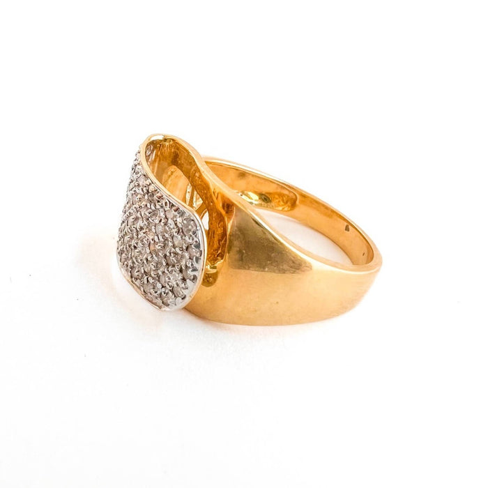 14K Yellow Gold Diamond Asymmetrical Cocktail Ring