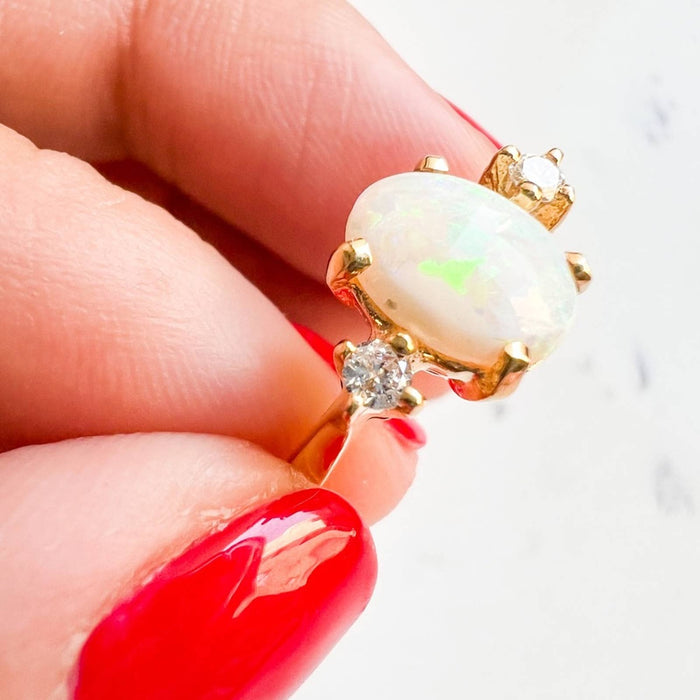 Opal and Diamond Ring in 14K Yellow Gold