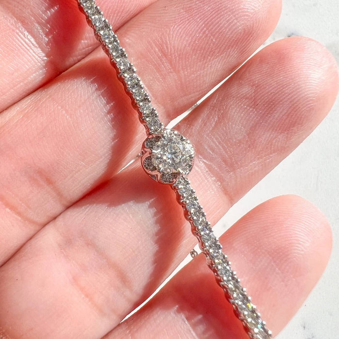 14k White Gold 0.75ctw. Diamond Bolo Adjustable Bracelet