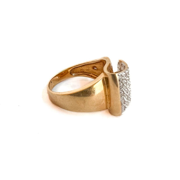 14K Yellow Gold Diamond Asymmetrical Cocktail Ring