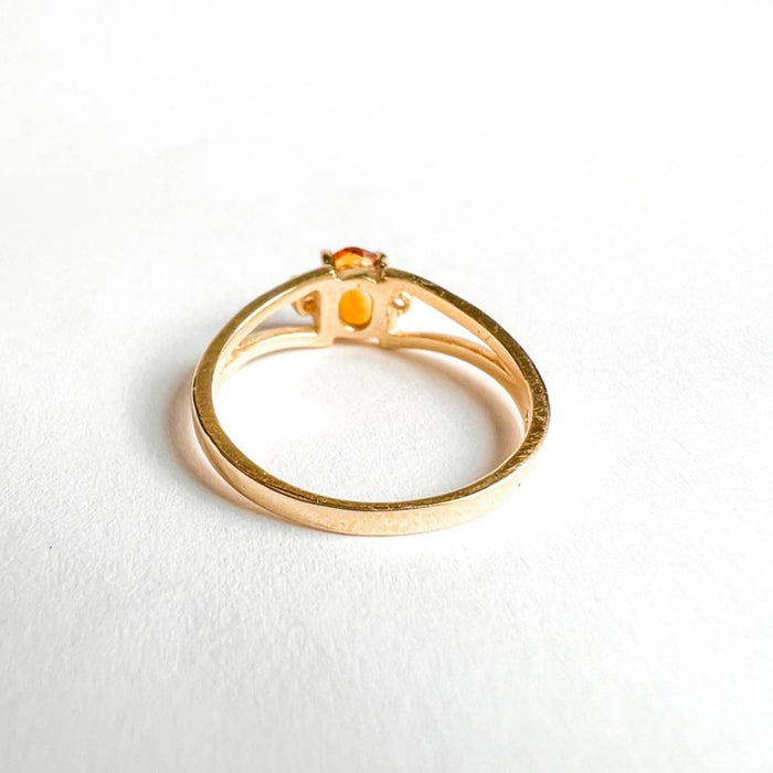 14K Yellow Gold Citrine and Diamond  Vintage Ring