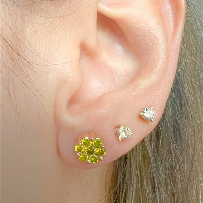 Diamond Canary Cluster Earrings in 14K Rose Gold