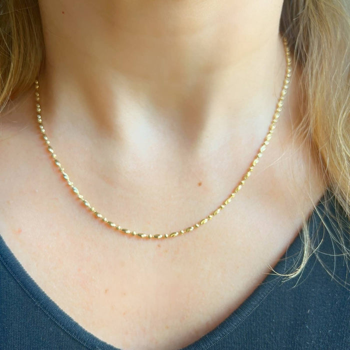 Diamond-Cut Alternative Bead Chain Necklace in 14K Gold