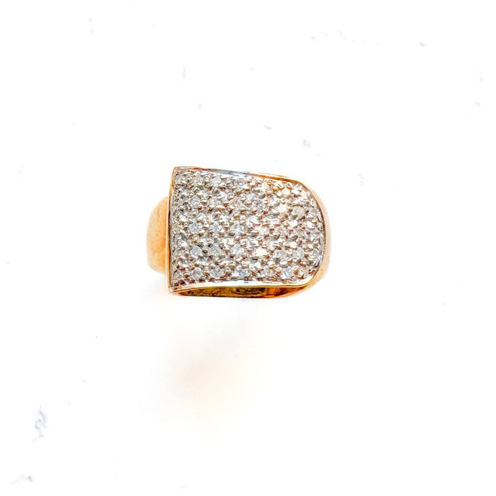 14K Yellow Gold Diamond Asymmetrical Cocktail Ring