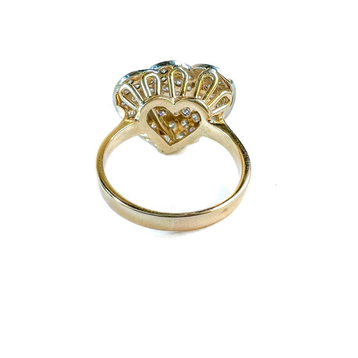 Diamond Double Heart Ring 14K Yellow Gold